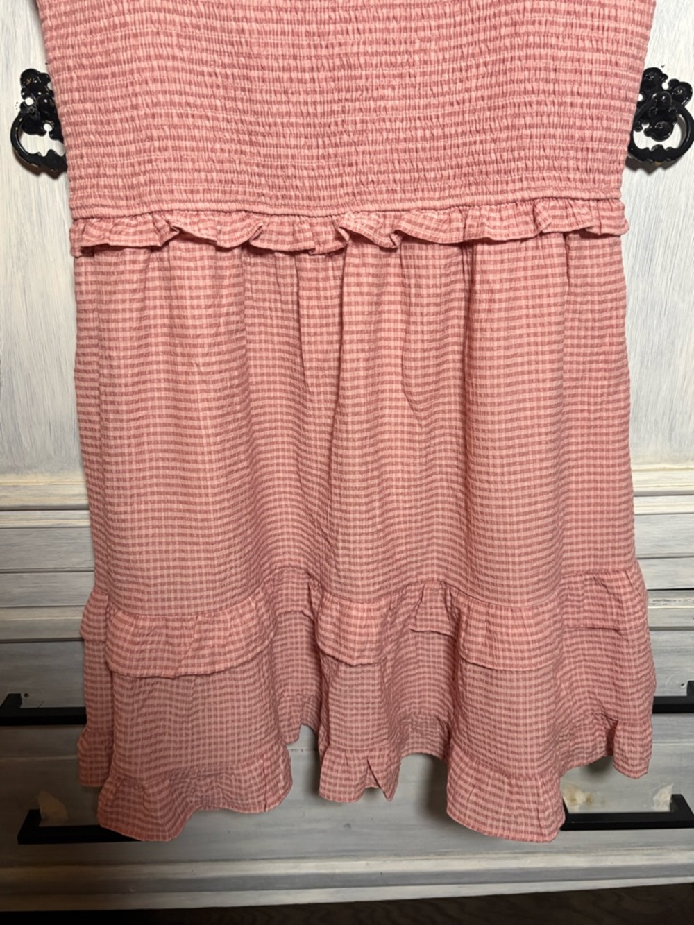 Altar’d State Pink Gingham Plaid Ruffle Babydoll Mini Dress Cottagecore Dainty - Picture 3 of 7